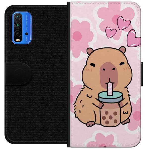 Xiaomi Redmi Note 9 4G Lompakkokotelo Kawaii Capybara Sydän Anime-tyyli Söpö Suunnittelu Eläinaihe TikTok Suosittu Lahja Tyttö