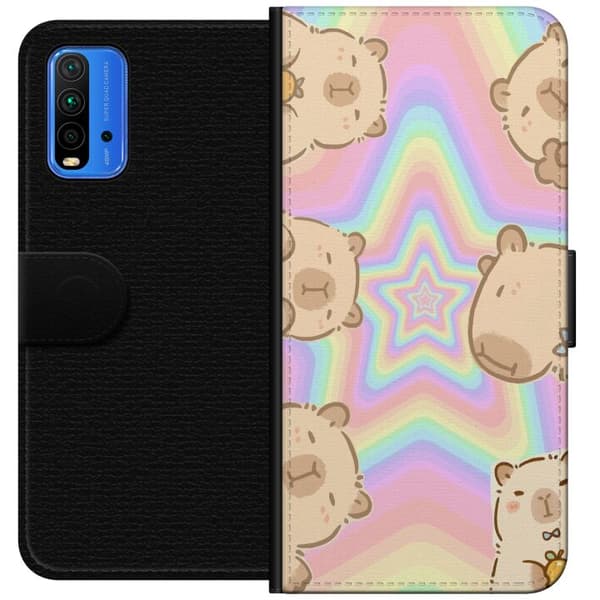 Xiaomi Redmi Note 9 4G Plånboksfodral Kawaii Capybara Galaxy Söt Anime Djur Rymdmotiv Kawaii Trend Present TikTok Design