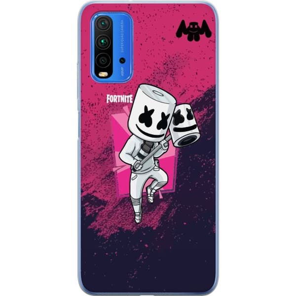 Xiaomi Redmi Note 9 4G Genomskinligt Skal Marshmello Fortnite Skin Emote Gaming DJ Karaktär Populärt Motiv Barn Ungdom Trend