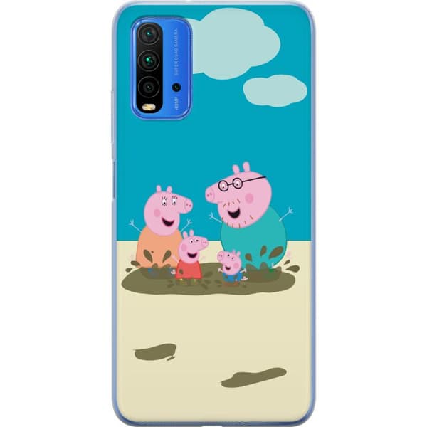 Xiaomi Redmi Note 9 4G Gennemsigtig cover Greta Gris Familie Georg Mudderpøl Børnemotiv Serie Populær Børnekarakter Glæde