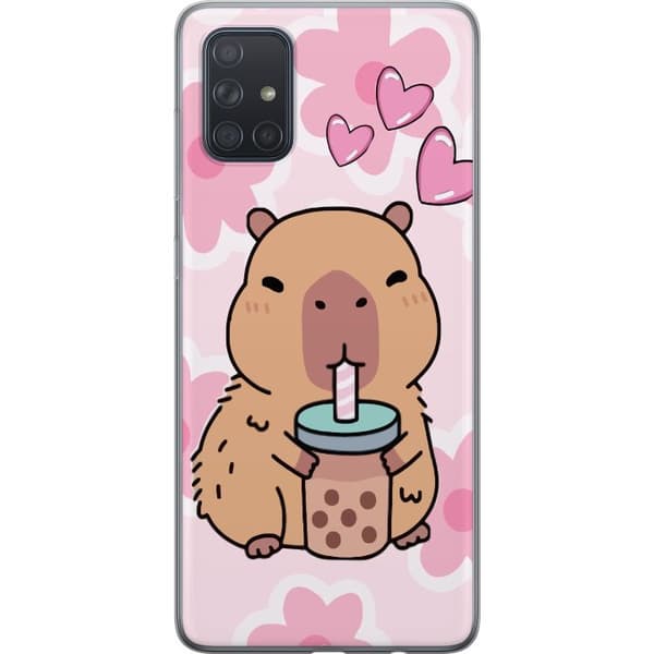 Samsung Galaxy A71 Gjennomsiktig deksel Kawaii Capybara Hjerteanime Stil Søt Design Dyretema TikTok Populær Gave Jente
