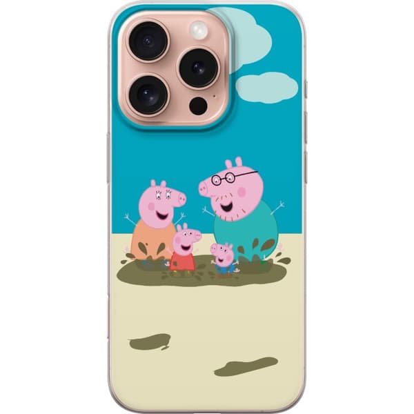 Apple iPhone 16 Pro Gjennomsiktig deksel Greta Gris Familien Georg Lerøl Barne Motiv Serie Populær Barnekarakter Glede