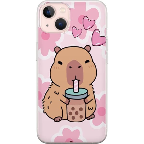 Apple iPhone 13 Gjennomsiktig deksel Kawaii Capybara Hjerteanime Stil Søt Design Dyretema TikTok Populær Gave Jente