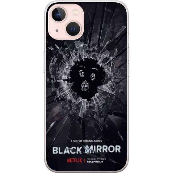 Apple iPhone 13 Genomskinligt Skal Black Mirror Sci-Fi Netflix Serie Dystopi Teknik Cyberpunk Mörkt TV Spelmotiv