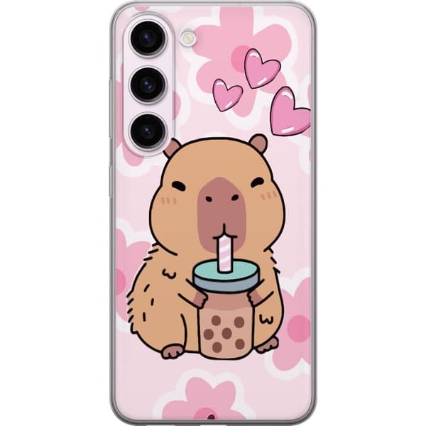 Samsung Galaxy S23 Gennemsigtig cover Kawaii Capybara Hjerte Anime Stil Sød Design Dyremotiv TikTok Populær Gave Pige