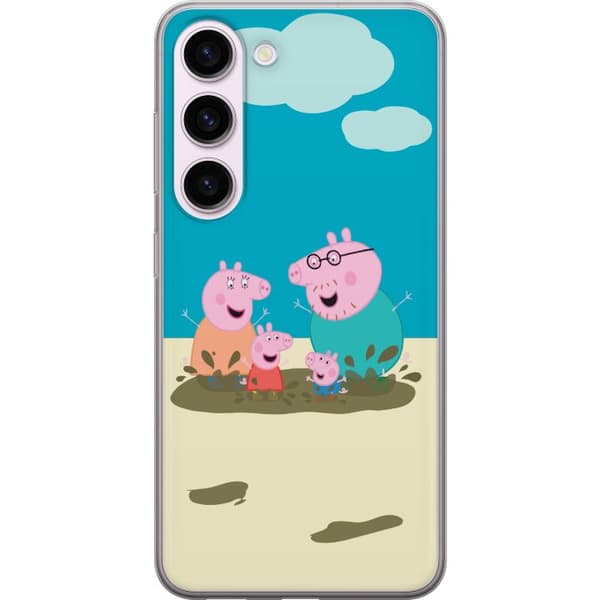 Samsung Galaxy S23 Gennemsigtig cover Greta Gris Familie Georg Mudderpøl Børnemotiv Serie Populær Børnekarakter Glæde