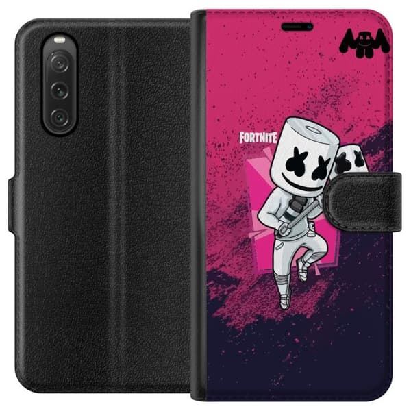 Sony Xperia 10 V Plånboksfodral Marshmello Fortnite Skin Emote Gaming DJ Karaktär Populärt Motiv Barn Ungdom Trend
