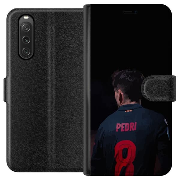Sony Xperia 10 V Lommeboketui Pedri FC Barcelona Fotball Spansk Midtbanespiller Mål Sportsmotivasjon Fans Barn Ungdom
