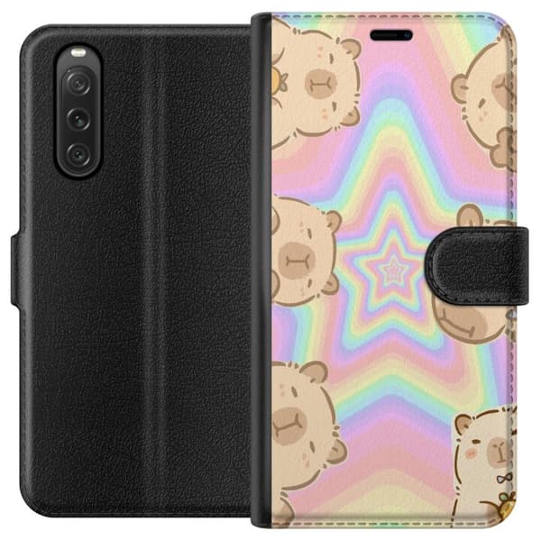 Sony Xperia 10 V Plånboksfodral Kawaii Capybara Galaxy Söt Anime Djur Rymdmotiv Kawaii Trend Present TikTok Design