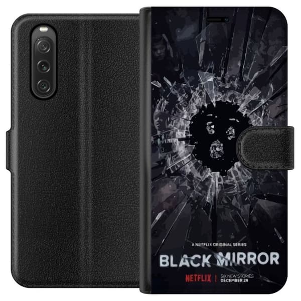 Sony Xperia 10 V Lommeboketui Black Mirror Sci-Fi Netflix Serie Dystopi Teknologi Cyberpunk Mørkt TV Videospill Tema