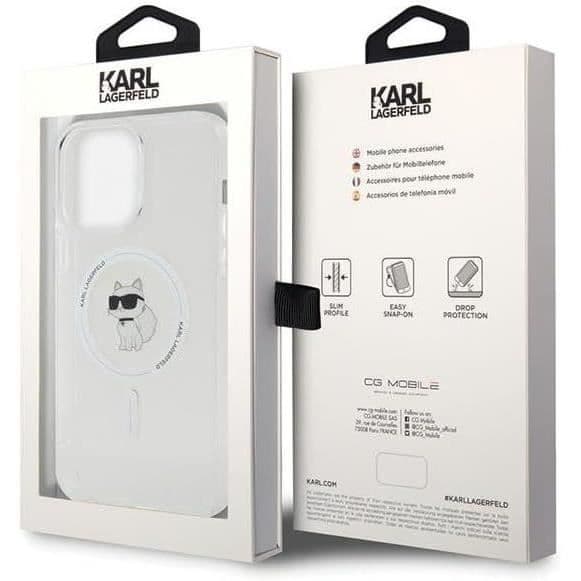Coque Rigide - KARL LAGERFELD - Choupette - Kompatibel med iPhone 15 Pro Max - Transparent - MagSafe