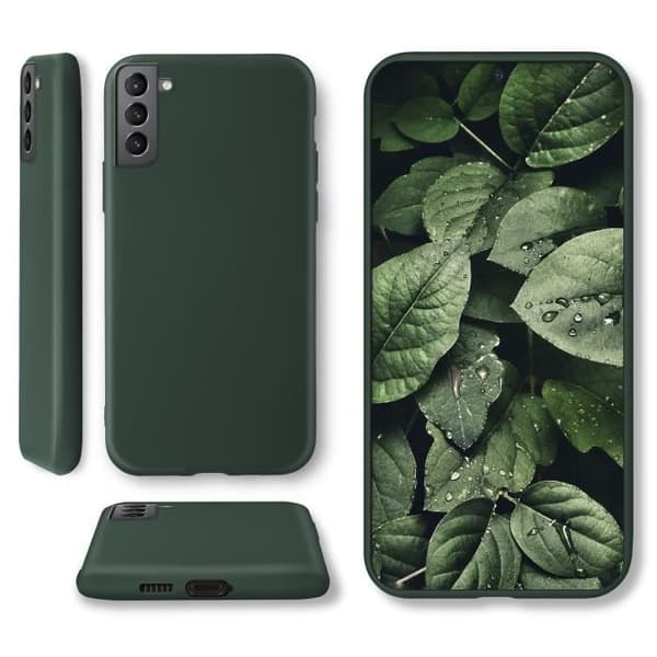 Moozy Minimalist Series Silikonfodral för Samsung S21, Samsung S21 5G, Grön - Matt finish, Smal Tunn TPU Cover Case