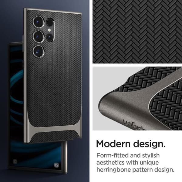 Telefonfodral - Spigen - Neo Hybrid - Gunmetal - Skärm- och kameraskydd - Kompatibel S24 Ultra