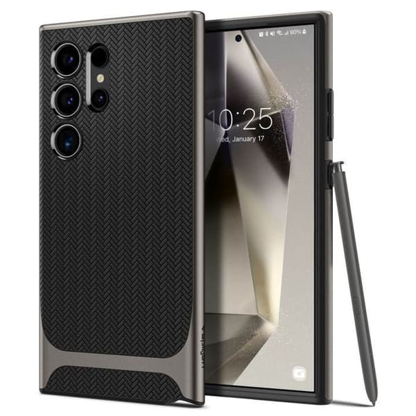 Telefonfodral - Spigen - Neo Hybrid - Gunmetal - Skärm- och kameraskydd - Kompatibel S24 Ultra