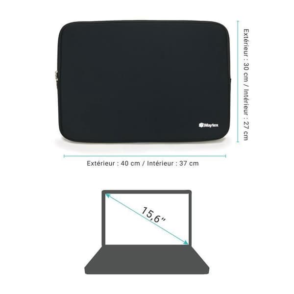 Laptopfodral - WAYTEX - Universal upp till 15,6 tum - Mjuk neopren - Svart