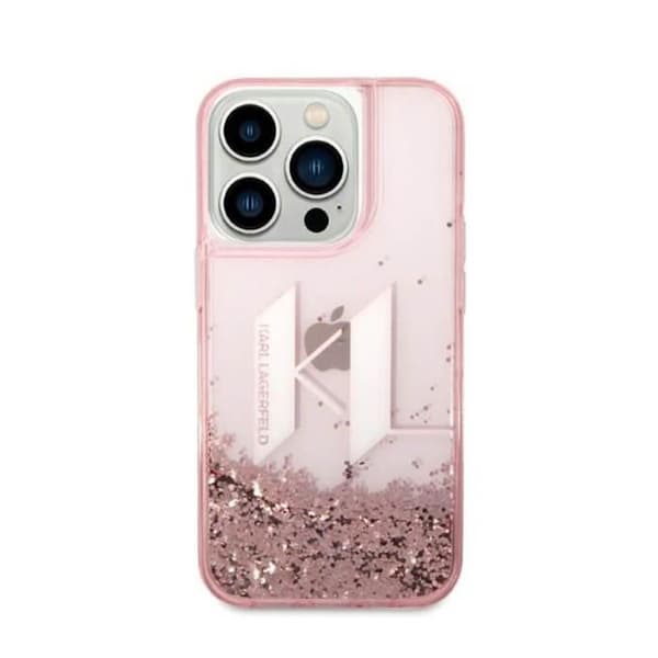 Karl Lagerfeld Liquid Glitter Big Logo Case - Fodral för iPhone 14 Pro (Rosa) - 3666339085667