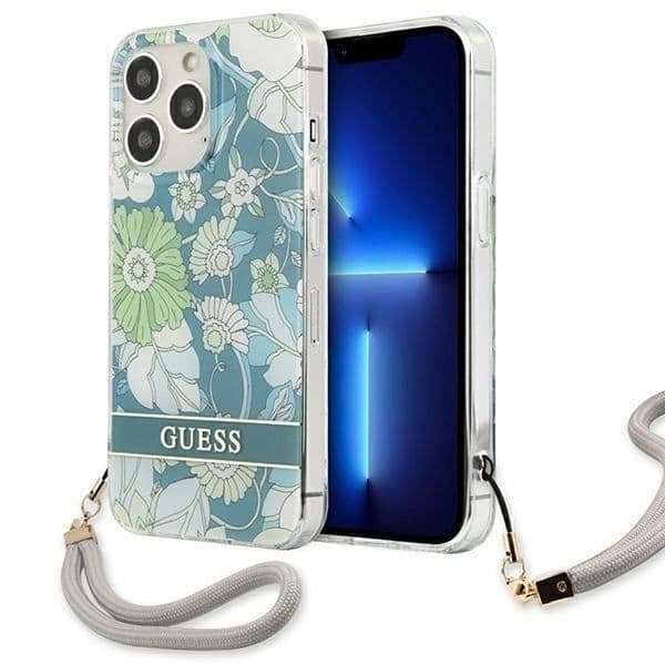 Guess Flower Cord - Fodral för iPhone 13 Pro (grön) - 3666339040499