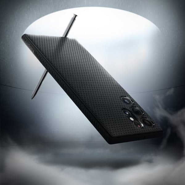 Fodral - SPIGEN - Liquid Air - Svart - Elegant skydd - Trådlös laddare kompatibel