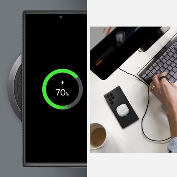 Fodral - SPIGEN - Liquid Air - Svart - Elegant skydd - Trådlös laddare kompatibel