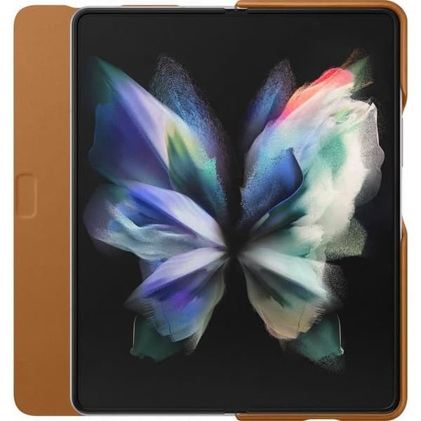 Läderfodral - SAMSUNG - Z Fold3 - Ljusbrun - Flik - Halvstyv