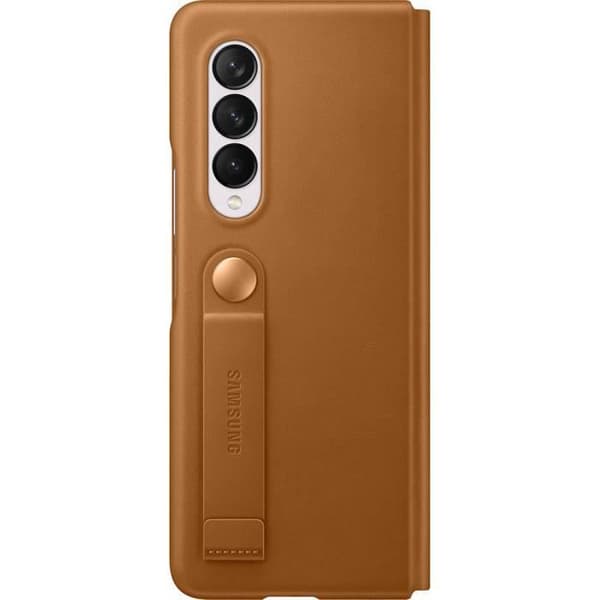 Läderfodral - SAMSUNG - Z Fold3 - Ljusbrun - Flik - Halvstyv