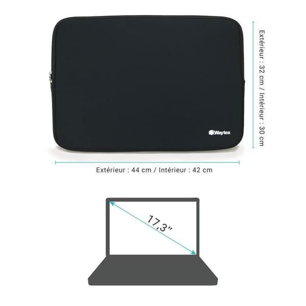 Laptopväska - WAYTEX - Universell - Mjuk neopren - 17,3 tum - Svart