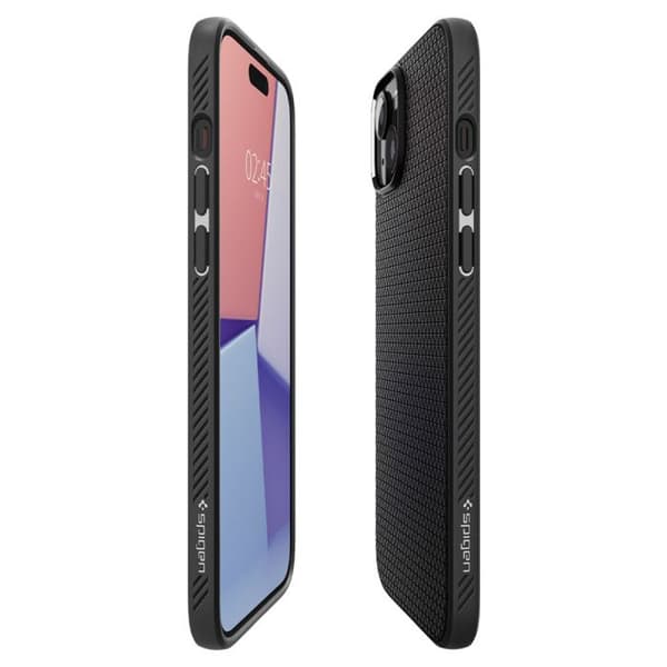 Skyddsfodral - Spigen - Liquid Air - Mattsvart - Flexibel - Anti-chock - Anti-repa