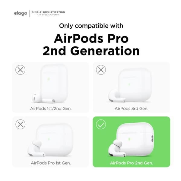 Elago genomskinligt fodral med nylonsnodd för AirPods Pro 2 Lavender