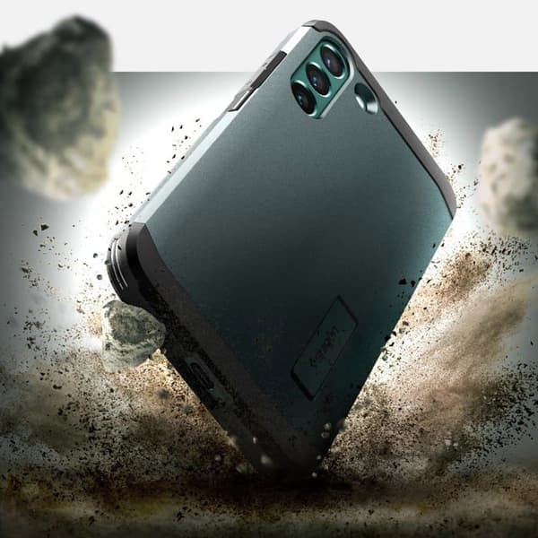 Telefonfodral - Spigen telefonbumper - ACS04387 - Tough Armor Fodral Kompatibel med Samsung Galaxy S22 5G - Grön