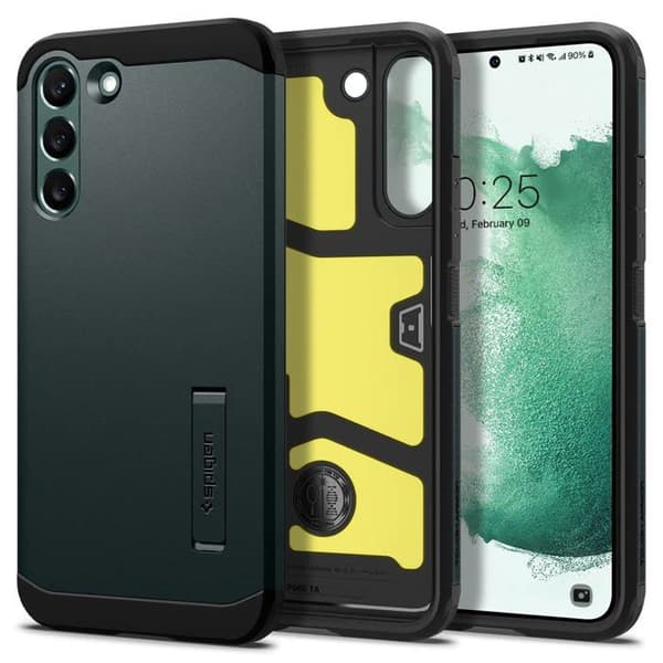 Telefonfodral - Spigen telefonbumper - ACS04387 - Tough Armor Fodral Kompatibel med Samsung Galaxy S22 5G - Grön