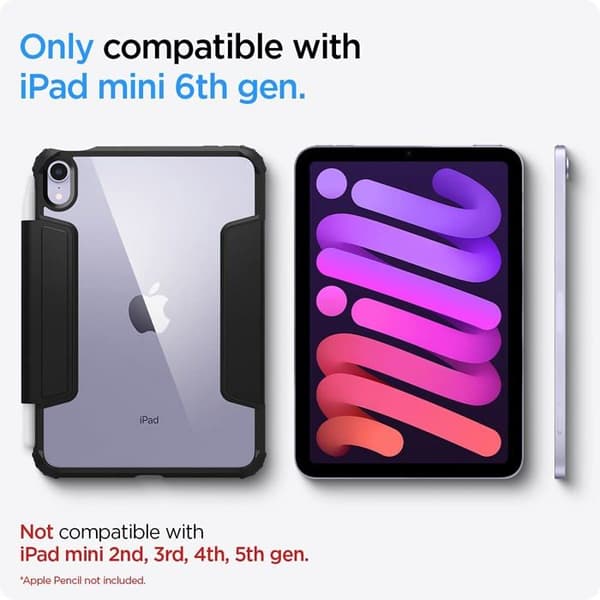 Spigen - ACS03765 - Ultra Hybrid Pro-fodral kompatibelt med iPad Mini 6 2021 8,3 tum 6:e generationen - Mattsvart