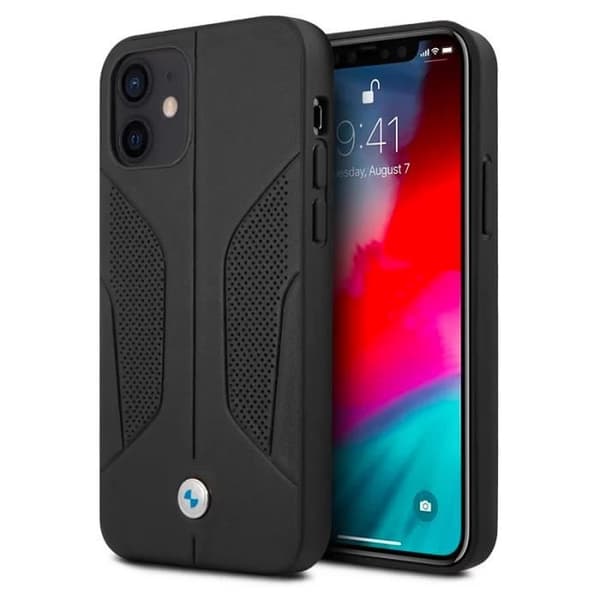 iPhone 12 &amp; 12 Pro | BMW Fodral med perforerade sidor i äkta läder