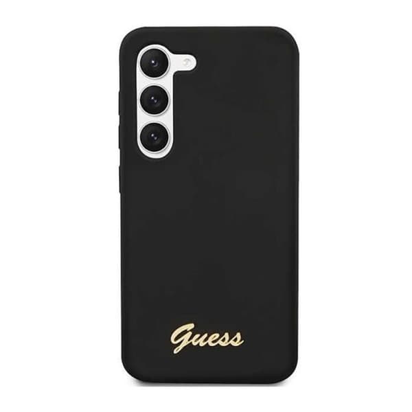 Guess Silicone Script Metal Logo - Fodral till Samsung Galaxy S23 (svart) - 3666339114817