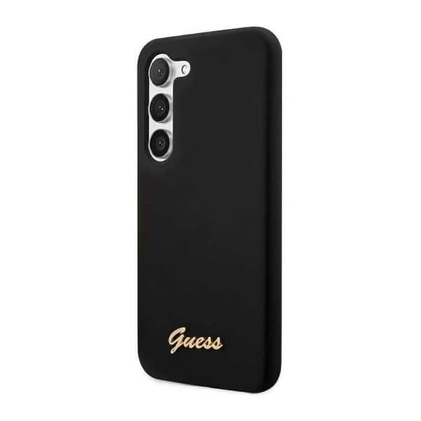 Guess Silicone Script Metal Logo - Fodral till Samsung Galaxy S23 (svart) - 3666339114817