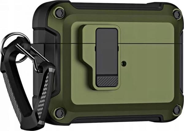 Pochette etui connecte Hurtel Etui Pro Armor för Airpods med krok - AirPods 4 olivgrön