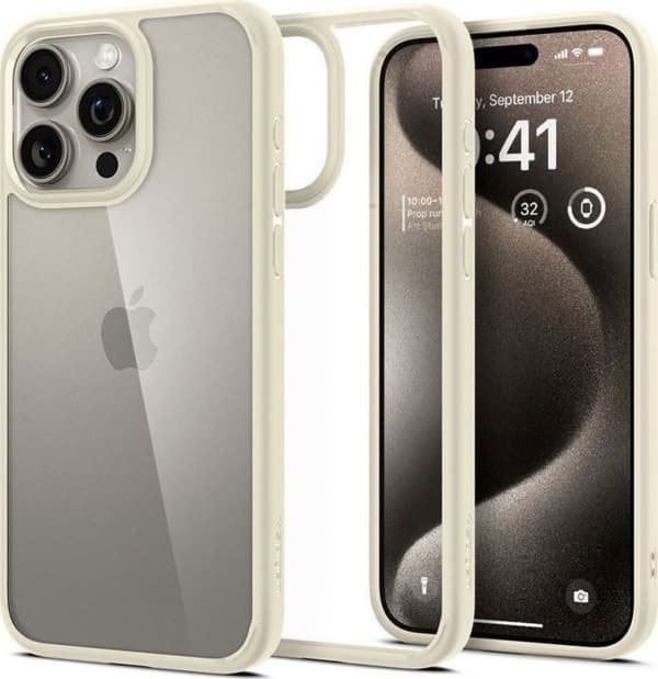 Telefon skal - telefon bumper Spigen - ACS06448 - Crystal Hybrid, beige muted - iPhone 15 Pro Max
