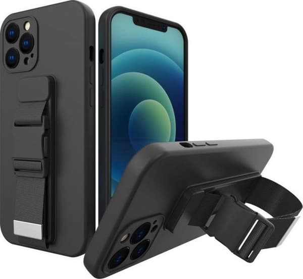 Hurtel repcase gelcase med kedja handtagsväska för Xiaomi Redmi 10X 4G / Xiaomi Redmi Note 9 svart