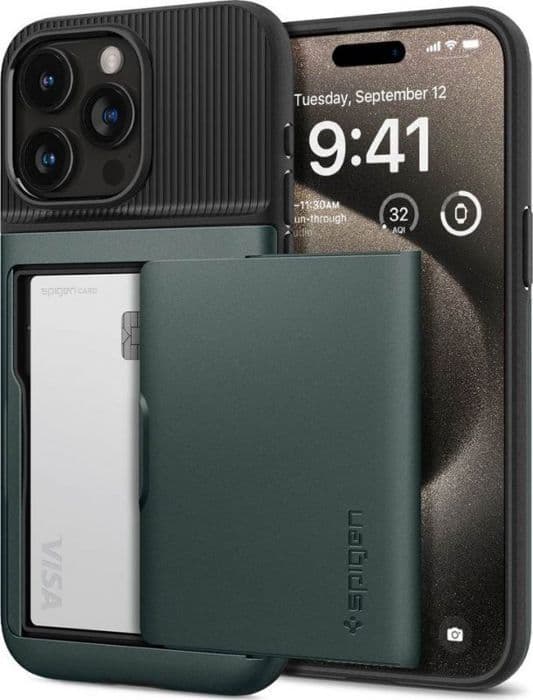 Coque telefon - bumper telefon Spigen - ACS06592 - Slim Armor CS, grön abyss - iPhone 15 Pro Max