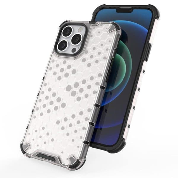 Coque telefon - bumpertelefon Hurtel Coque blindée Honeycomb med gelram för iPhone 13 Pro Max grön