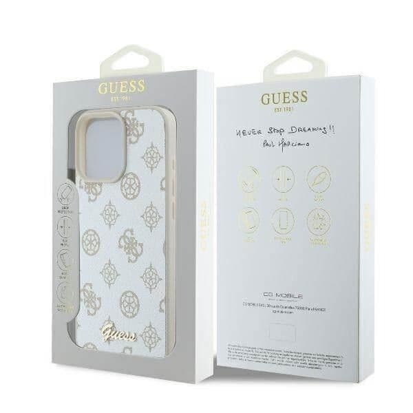 Coque iPhone 16 Pro Max - Guess - Peony Script Logo - Ekologisk läder - Mjuk - MagSafe