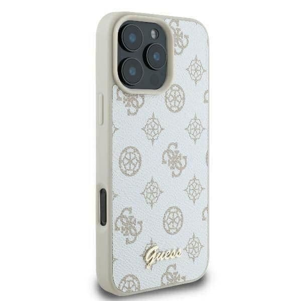 Coque iPhone 16 Pro Max - Guess - Peony Script Logo - Ekologisk läder - Mjuk - MagSafe