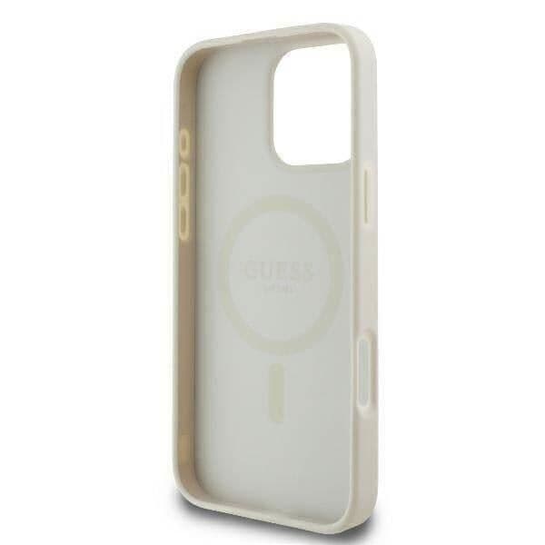 Coque iPhone 16 Pro Max - Guess - Peony Script Logo - Ekologisk läder - Mjuk - MagSafe