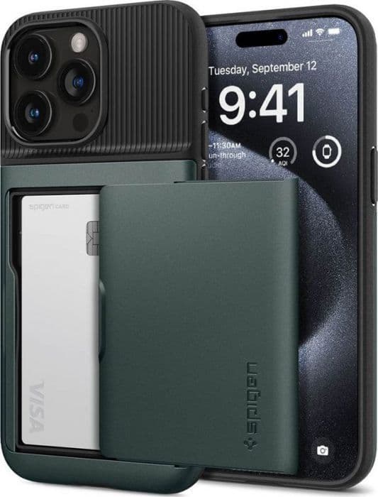 Mobilskal - bumper skal Spigen - ACS06731 - Slim Armor CS, grön avgrund - iPhone 15 Pro