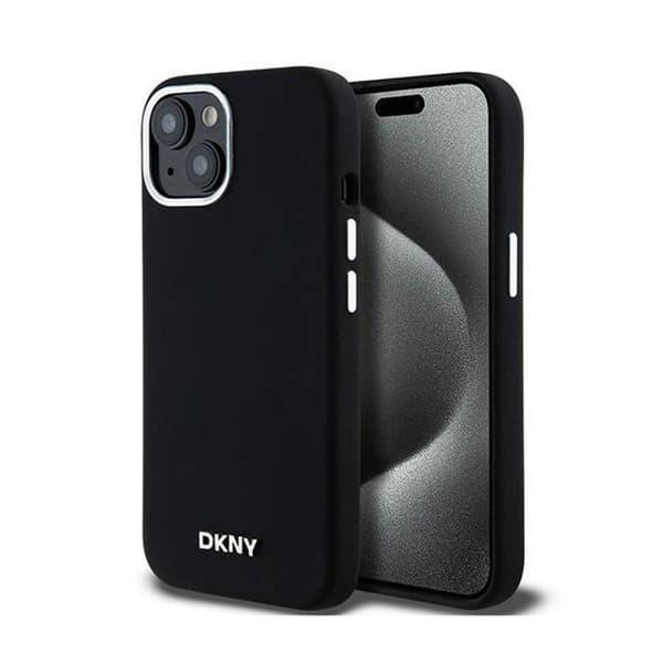 DKNY Liquid Silicone Small Metal Logo MagSafe - Fodral för iPhone 15/14/13 (svart)
