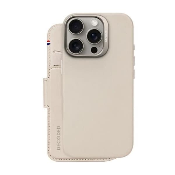 MagSafe-kompatibelt iPhone 16 Pro-fodral med korthållare i beige läder