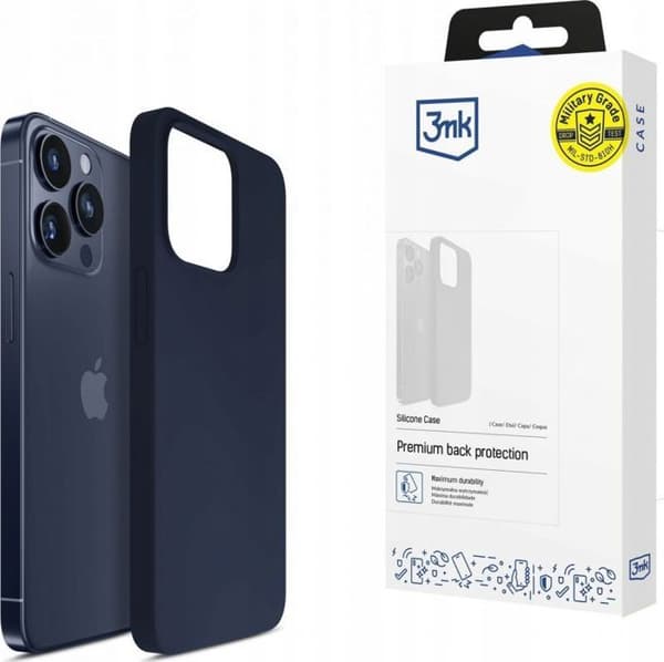 Mobilskal - bumperskal 3mk Apple iPhone 15 Pro - Silikonskal Mörk marin