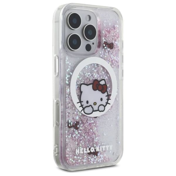 Coque pour iPhone 16 Pro - Hello Kitty Hardcase Liquid Glitter Sweet Kitty Bows MagSafe (HKHMP16LLLLSWKKH) - Vit.