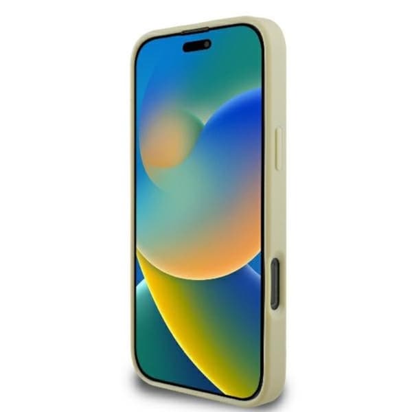 iPhone 16 Pro-fodral - Guess - Modell 4G-logotyp - Ekologiskt läder - Mjuk - Färg Guld