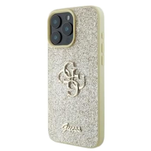 iPhone 16 Pro-fodral - Guess - Modell 4G-logotyp - Ekologiskt läder - Mjuk - Färg Guld