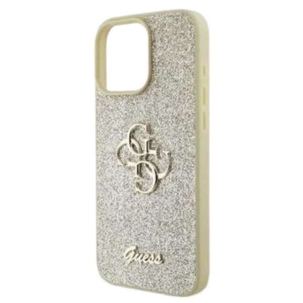 iPhone 16 Pro-fodral - Guess - Modell 4G-logotyp - Ekologiskt läder - Mjuk - Färg Guld